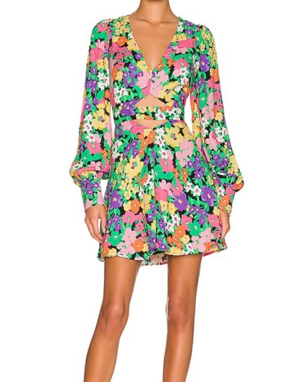 AFRM Floral Marino Dress in Neon Garden